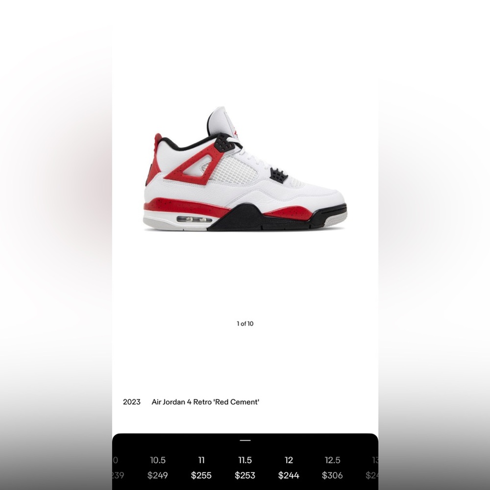 Air Jordan 4 Retro MensSneakers - White, Red, and Black